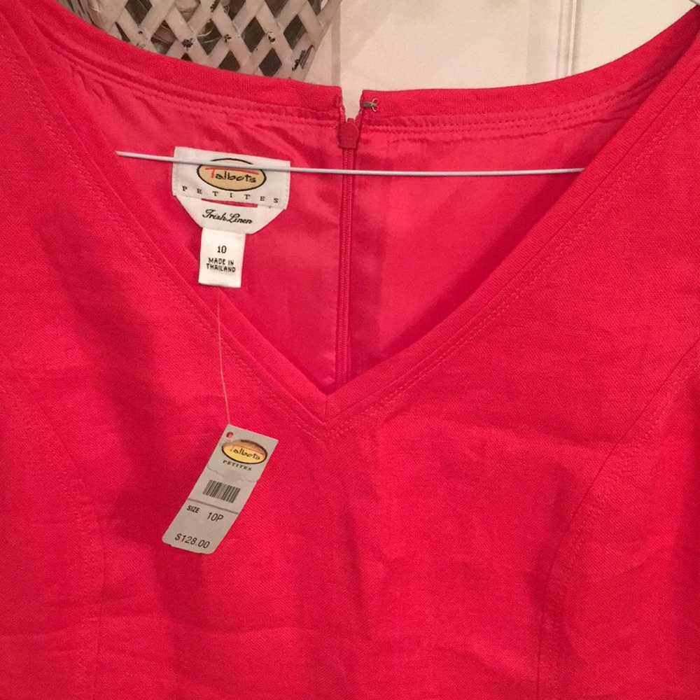 Talbots hot pink linen dress